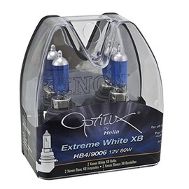 HELLA H71070367 Optilux XB Series HB1 HB4 9006 Xenon White Halogen Bulbs, 12V, 80W, 2 Pack