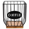 BTBHIHO Square Coffee Capsule Holder with Lid, Black Metal &