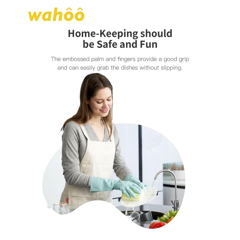 LANON wahoo Skin-Friendly Cleaning Gloves, Dishwashing Kitchen Gloves with Cotton