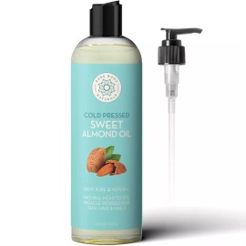 Unbranded Aceite de almendras puro y prensado en frío 16 fl oz
