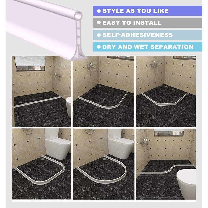 SAIKOOWA 3.15" High- Shower Threshold Water Dam,67 Inch New Shower