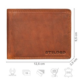 STILORD 'Edgar' RFID Wallet for Men Leather Vintage Wallet for Men with Coin Pocket NFC Blocking Wallet Bifold Wallets for Men Genuine Leather Money Wallet Gift Box, Colour:Kara - Cognac