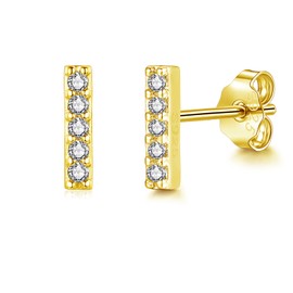 Zolkamery Stud Earrings 925 Silver, Small Silver Cross/Bar Stud Earrings, 925 Sterling Silver, Women's Gold-Plated Stud Earrings, Unisex Hypoallergenic Sleeping Cartilage Stud Earrings for Girls, Men,