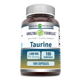 Amazing Nutrition® Amazing Formulas™ Taurina 1,000mg 100 Cápsulas | Suplemento Dietético para Energía, Función Muscular y Salud Cardiovascular.