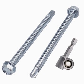 (Pack of 60) DIN 7504K Galvanised Steel 5.5 x 75mm Screws Self Drilling Tapping Screw Hex Washer Head Self Tapping (60, 5.5 x 75 mm)