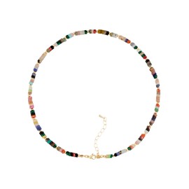 MINACHI Multi Color Beads Necklace, Natural Stone, Pattern Beads, Bohemian Style, Gift Jewelry for Women
