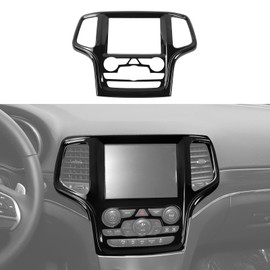 CheroCar Carbon Fiber Central Control Multimedia GPS Navigation Panel Trim Cover Compatible with 2014 2015 2016 2017 2018 Jeep Grand Cherokee Decoration Interior Accessories