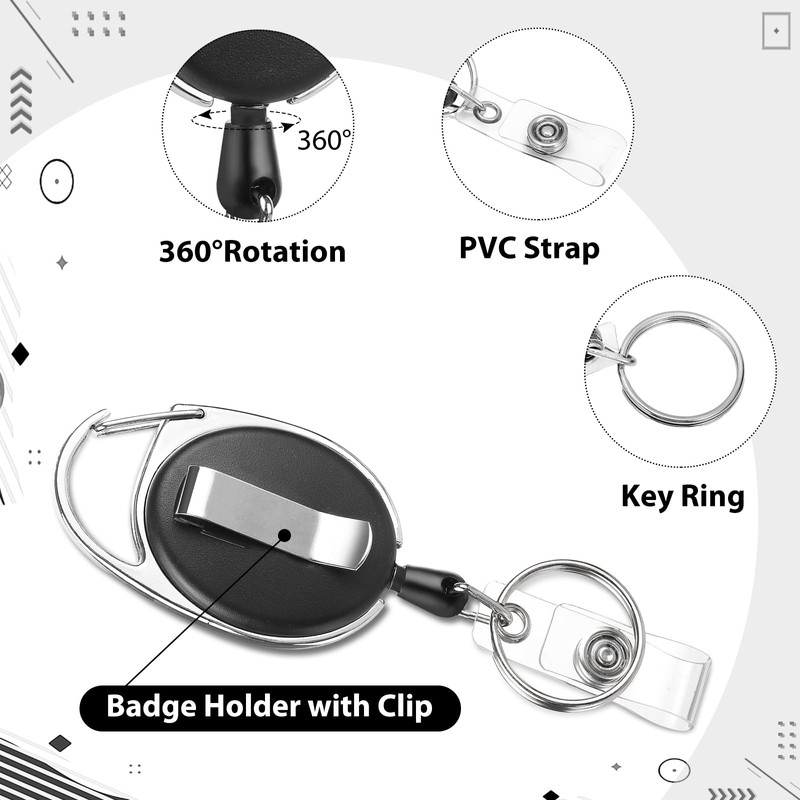 2 Pack Badge Holder Retractable Clip Heavy Duty Reels with
