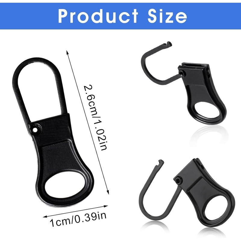 6pcs Replacement Zipper Pull Detachable Zipper Pull Tabs Metal Extender