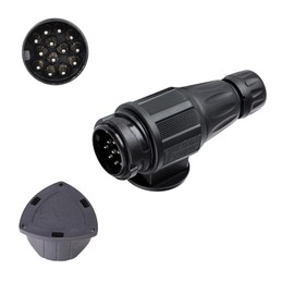 XUEYI 13-Pin Trailer Plug with Parking Cover, in Accordance with ISO 11446, 12 V Waterproof Plug Trailer 13 Pin, with Waterproof Seal, 13 Pin Hanger Plug, Plug 13 Pin for Car Trailers