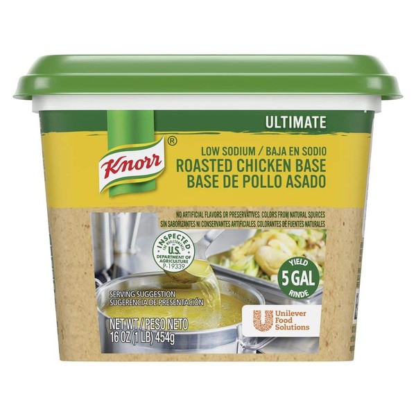 Knorr Professional Ultimate Low Sodium Chicken Stock Base Gluten Free, No Artificial Flavors or Preservatives, No added MSG, Colors from Natural Sources, 1 lb, Pack of 6
