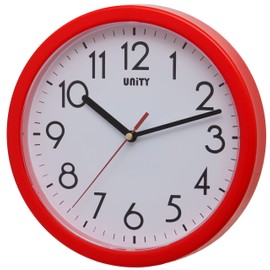 Unity Hastings Silent Sweep Modern Wall Clock, Red, 22 x 22 x 3 cm