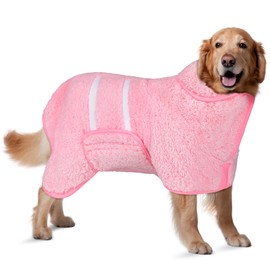 Bienbee Dog Bathrobe, Quick Drying Super Absorbent Dog Robes for After Bath, Warm Keeping Dogs Towel, Dogs Bath Supplies, Pink XL