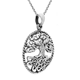 AeraVida Eternal Celtic Root Tree of Life Locket .925 Sterling Silver Necklace | Delicate Sterling Silver Necklace for Women | Vintage Long Necklaces for Women, Metal, No Gemstone