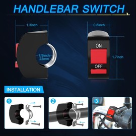 ACEC SHOP LED Light Bar Wiring Harness Kit with 7/8" Motorcycle Handlebar Switch 12V 10A Fuse Nylon Wiring Harness for Motorcycle ATV Dirt Bike Snowmobile Driving Fog Lights - 2 Leads