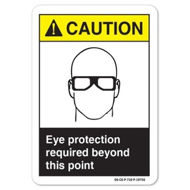 ANSI Caution Sign - Eye Protection Required Beyond This Point | Decal | Protect Your Business OSHA Safety Sign | Made in The USA