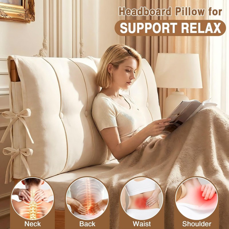 Tegeme Headboard Cover with Tie Straps Full-Cover Large Thicken Bed