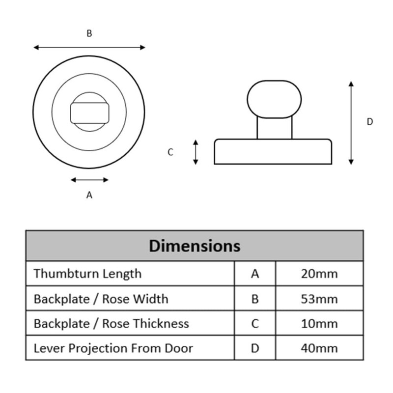 Hunta HANDLEZONE® Bathroom Toilet Door Thumbturn and Release Set -