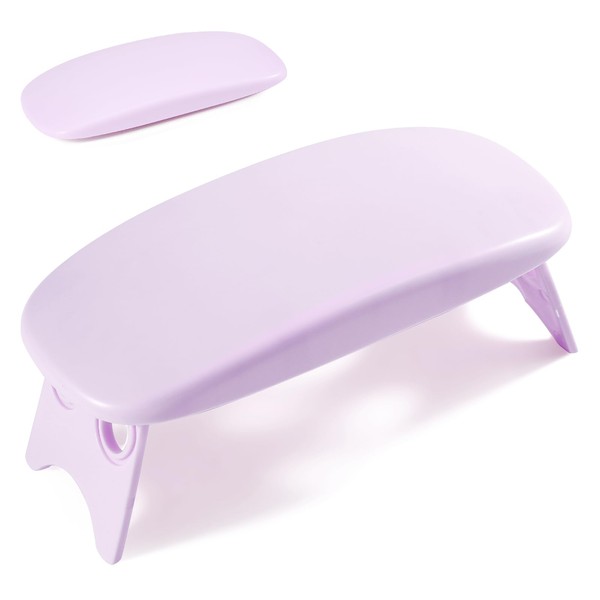 Huakaile Arm Rest for Nails Tech Purple, Foldable Manicure Hand