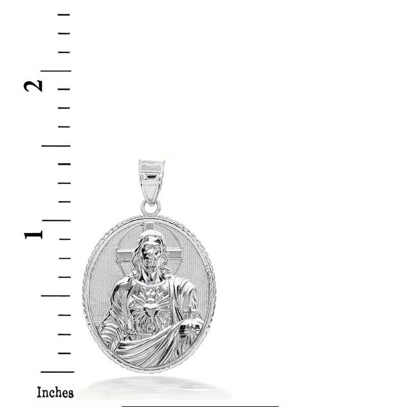 22", 925 Sterling Silver Sacred Heart Of Jesus Christ Oval