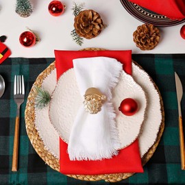 Christmas Napkin Rings Set of 6, Metal Golden Napkin Ring Serviette Buckles Holder for Table Decoration, Wedding, Christmas Place Setting(St.Nicholas)