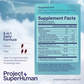 Focus & Mental Clarity Gummies, 6-in-1 Cognitive Support Formula, Mushroom Wellness, Clinically Tested, Daily Brain Health, 60 Gummies per Pouch