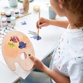 Wooden Mixing Palette with Thumb Hole, Mixing Palette Colours for Oil Paints Acrylic Paints Watercolour, Oval Art Palette Art Palette Non-Stick Oil Paint Mixing Palette Palettes for Watercolours and Oil Painting