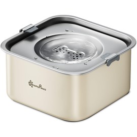 DownyPaws No Spill Water Bowl for Dogs,101oz/3L Slobber Stopper Dog Bowl Stainless Steel, Slow Drinking Dog Water Bowl, No Mess Dog Water Dispenser Spill Proof, Dishwasher Safe, Beige