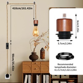 WPQIUZS 2 Pack Retro Plug in Rope Pendant Light Fitting Plug in Ceiling Lighting Industrial Hanging Light with Switch E27 Lamp Holder Suspended Kit Vintage Lamp Cord Kit for Living Room Kitchen