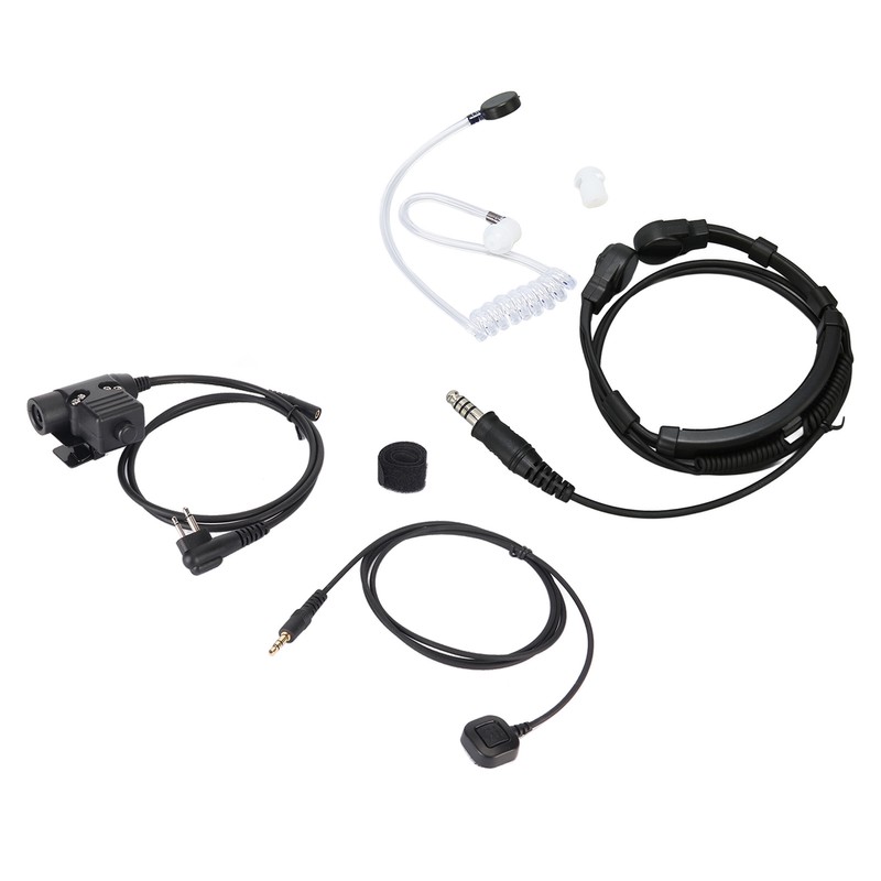 Throat Mic Earpiece 7.1mm Plug with Finger PTT Portable for