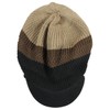 Knitted Cotton Rasta Slouchy Beanie Visor (Khaki/Brown/Blk)
