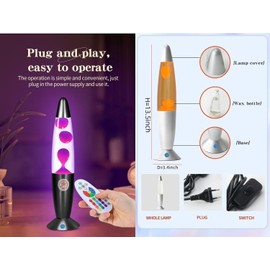 13.5" LED Liquid Motion Lamp - Versatile Remote Control for 17 Unique Color Transitions, Soothing Liquid Night Light, Perfect for Home Decor, Living Room, Office, Bedroom