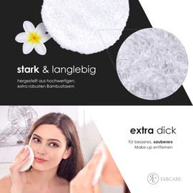 FABCARE Washable make-up removal pads – DERMATEST: VERY GOOD – Zero Waste & Sustainable – Reusable Make-Up Wipes Made of Bamboo Fibre – Make Up Remover Pads