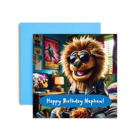 Huxters Birthday Cards for Nephew Teenage Boy – Birthday Boy Gaming Lion Happy Birhday Card for him and her Grandson Son Nephew Funny Card 14.8cm (Nephew)