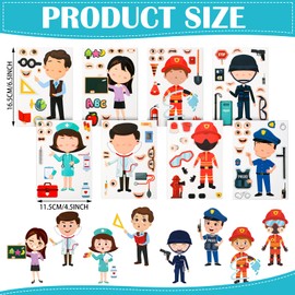 Zonon 48 Pieces Make a Face own Stickers, Educational Make Your Own Occupation Post Stickers for Kids Party Favors, Rewards, Birthday Gift Art Craft with 8 Designs