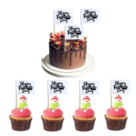 100 Pcs Black Happy Father's Day Cupcake Flags Mini Best Super Dad with Love Father Party Theme Toothpick Stick Flags Happy Father's Day Cupcake Toppers Cocktail Food Flag Decorations