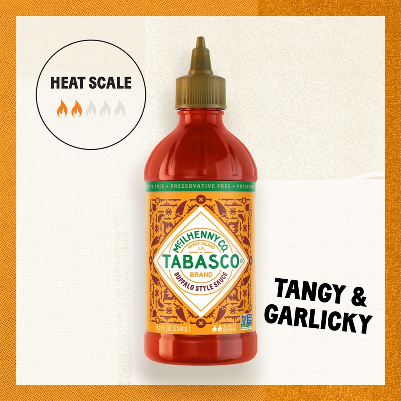 TABASCO Brand Buffalo Style Sauce, Medium Hot Sauce, Easy-to-Squeeze Bottle,