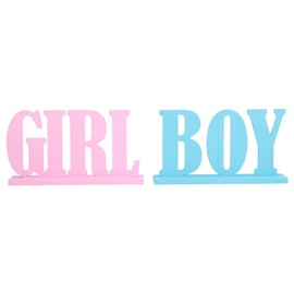 Boy Girl Wooden Table Decoration, Gender Reveal Boy Girl Letter Table Signs with Base, Decorative Centerpieces for Party Wedding Baby Shower