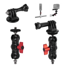Mechrig Magic Arm Kit (2-Pack), Double Ballhead with 1/4" Screw & Tripod Mount Adapters for GoPro, Insta360,DJI Action Cameras,DSLR,Fill Light,Microphone - YD053