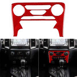 NVCNX Real Premium Carbon Fiber Compatible with Ford Ranger 2019 2020 2021 2022 2023 XLT Lariat XL Car Dash Center Control Panel Cover Trim Interior Accessories Red