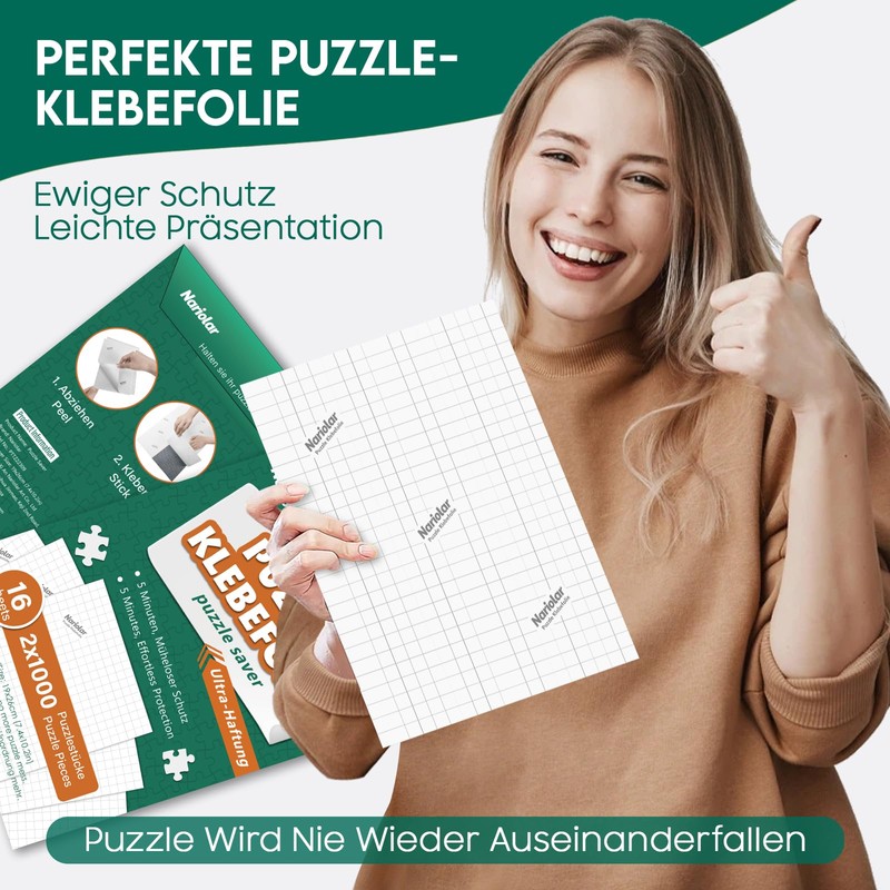 Nariolar Ultra Adhesion Puzzle Glue Sheets; 16 Jigsaw Puzzle Saver