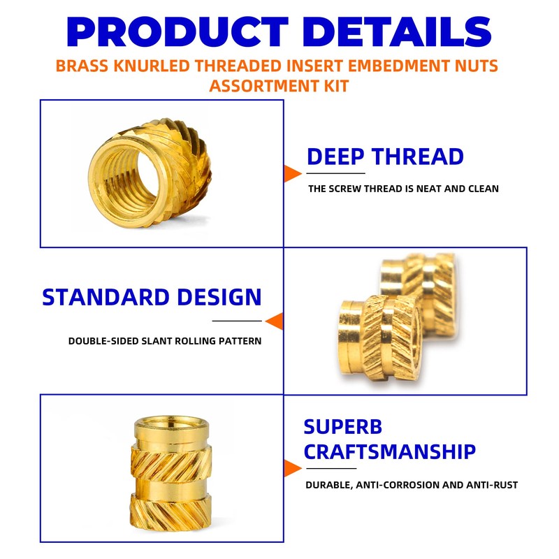 NexSync 195Pcs M2 M3 M4 M5 Threaded Inserts Assortment Kit