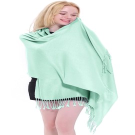 CJ Apparel Ladies Pashmina Scarf, Baby Green A1003