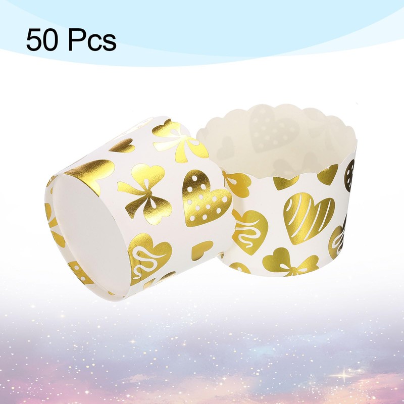 sourcing map 50Pcs Paper Baking Cups 6oz Cupcake Wrappers Scalloped