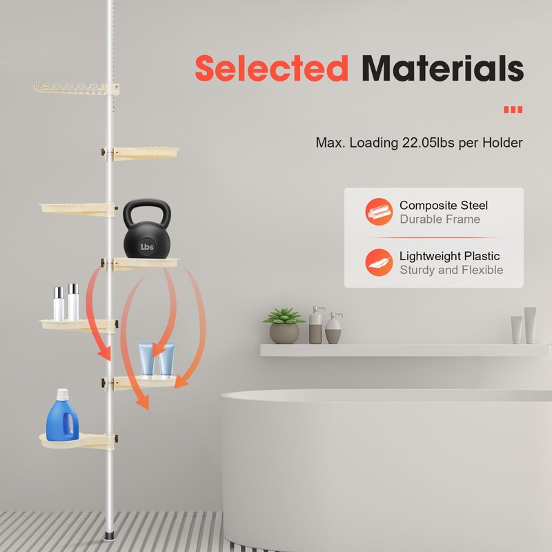 7 Tier Indoor Storage Pole,Corner Storage Rack,Adjustable Plant Pot Stand,Telescopic