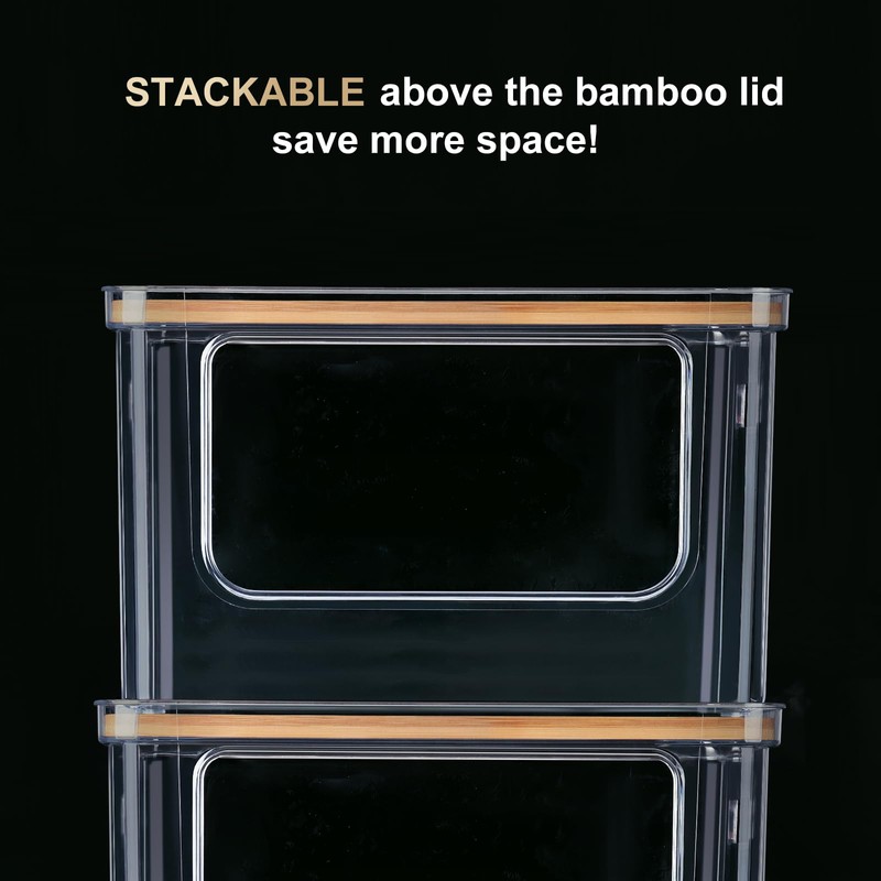 Hudgan Stackable Storage with Bamboo Top for Laundry Room Organization,