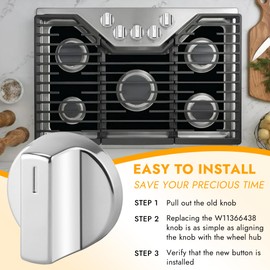 AMI PARTS W11366438 W11084623 Burner Control knobs(5PCS) Fit fot Whirlpool Oven Range Stove and Models for WCG55US0HS00 WCG55US0HS05 WCG55US6HS00 WCG55US6HS05 WCG77US0HS00 WCG77US0HS05.