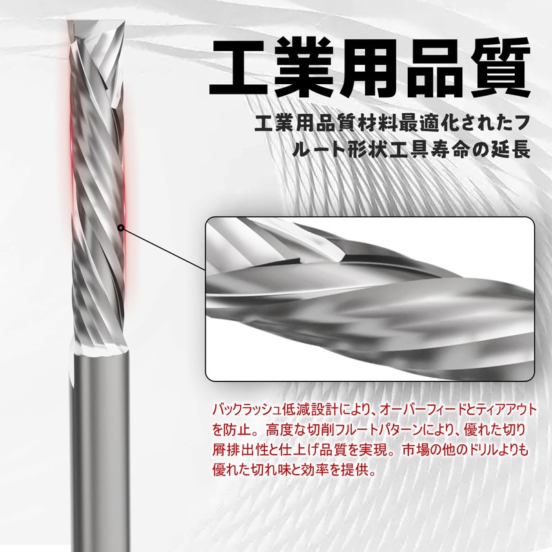 CSOOM 2 Blade End Mill, Shaft Diameter 0.2 inch (6