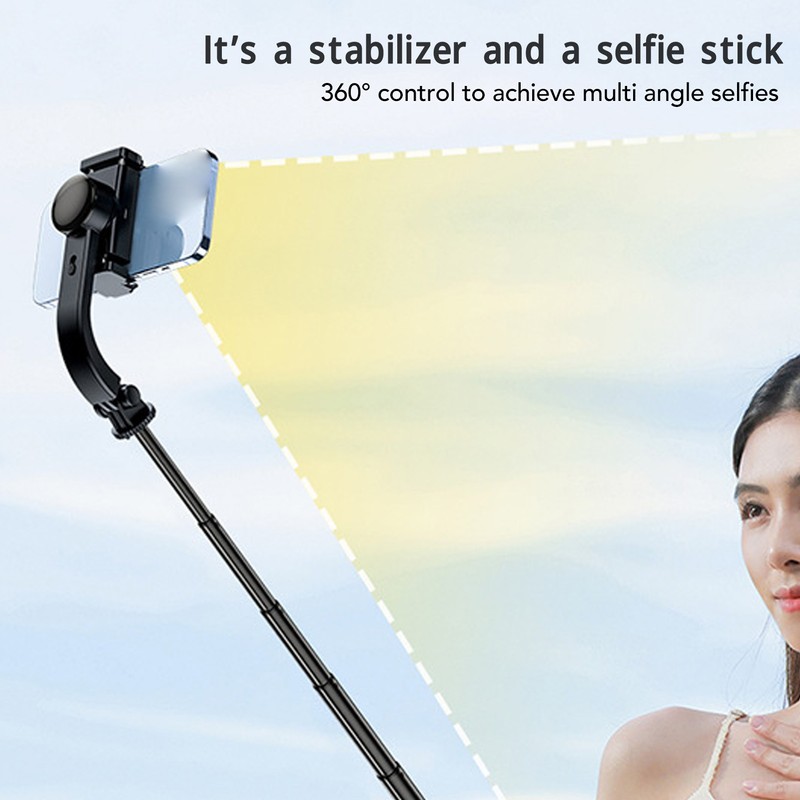 Phone Stabilizer with Tripod Selfie Stick 360 Degrees Rotation Easy
