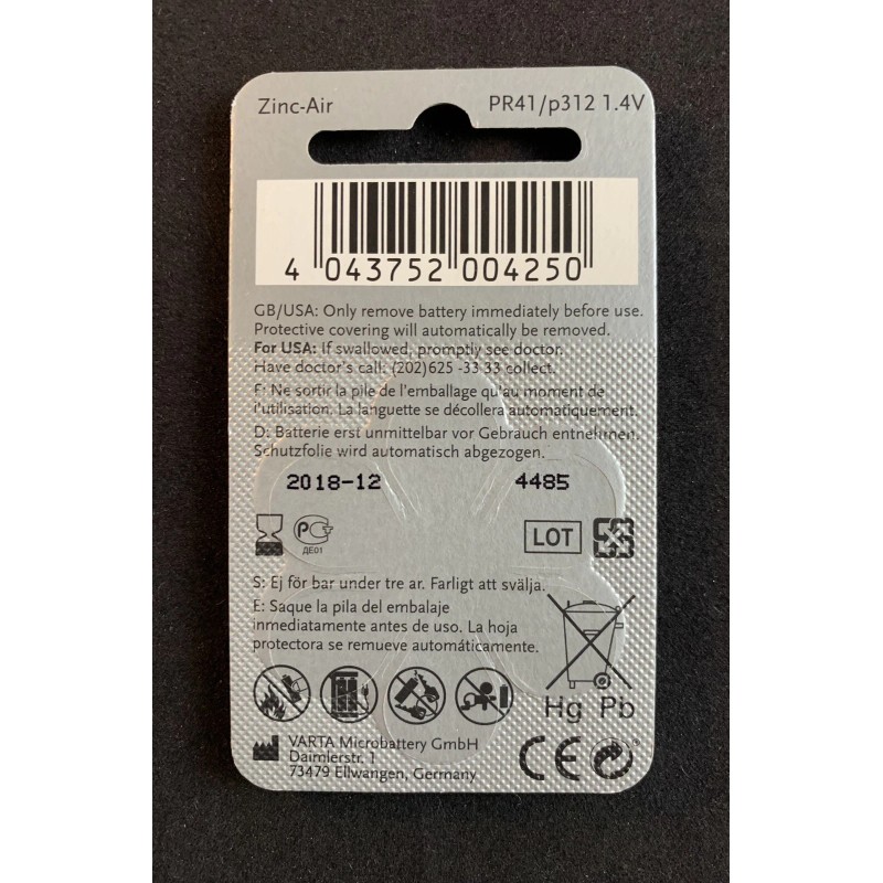 Power-One Power One Zinc Air High Level Hearing Aid p312